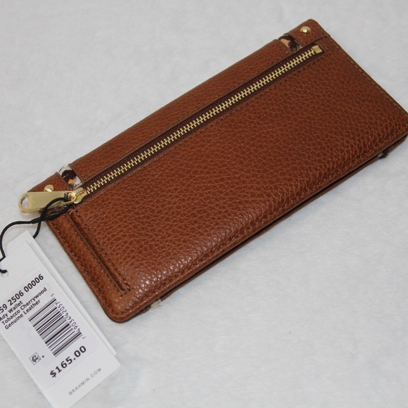 NWT BRAHMIN Ady Wristlet Wallet Tobacco Cherrywood Leather - Picture 2 of 3